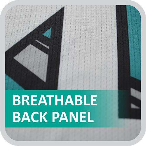 Breathable back panel designed for comfort in custom soccer jerseys by Team Spirit Sports