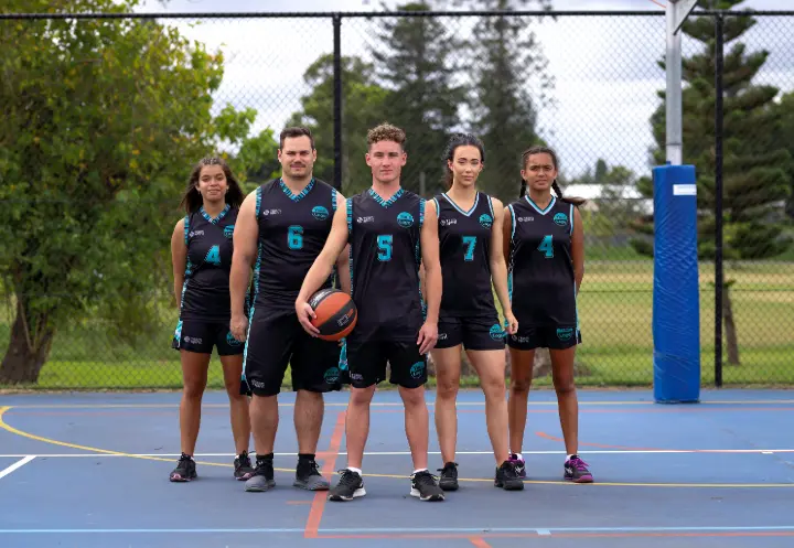 basketball players wearing Team Spirit Sports’ custom shorts